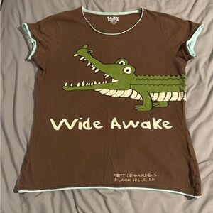 Lazy One Black Hills Reptile Gardens Brown Crocodile Graphic T-Shirt